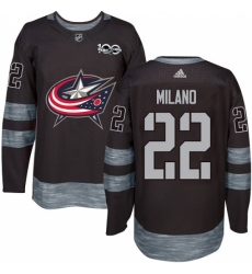 Men's Adidas Columbus Blue Jackets #22 Sonny Milano Authentic Black 1917-2017 100th Anniversary NHL Jersey