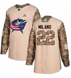 Men's Adidas Columbus Blue Jackets #22 Sonny Milano Authentic Camo Veterans Day Practice NHL Jersey