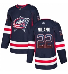 Men's Adidas Columbus Blue Jackets #22 Sonny Milano Authentic Navy Blue Drift Fashion NHL Jersey