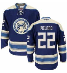 Men's Reebok Columbus Blue Jackets #22 Sonny Milano Authentic Navy Blue Third NHL Jersey