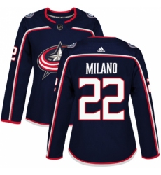 Women's Adidas Columbus Blue Jackets #22 Sonny Milano Authentic Navy Blue Home NHL Jersey