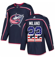 Youth Adidas Columbus Blue Jackets #22 Sonny Milano Authentic Navy Blue USA Flag Fashion NHL Jersey