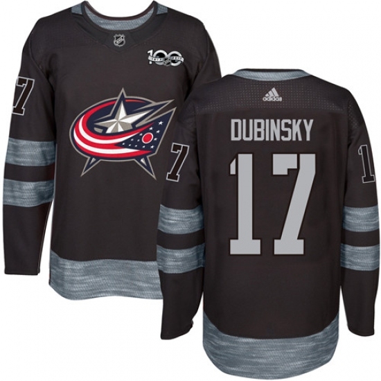 Men's Adidas Columbus Blue Jackets #17 Brandon Dubinsky Authentic Black 1917-2017 100th Anniversary NHL Jersey Men's Adidas Columbus Blue Jackets #17 Brandon Dubinsky Authentic Black 1917-2017 100th Anniversary NHL Jersey