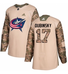 Men's Adidas Columbus Blue Jackets #17 Brandon Dubinsky Authentic Camo Veterans Day Practice NHL Jersey