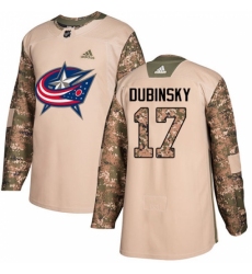 Men's Adidas Columbus Blue Jackets #17 Brandon Dubinsky Authentic Camo Veterans Day Practice NHL Jersey