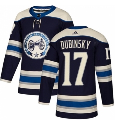 Men's Adidas Columbus Blue Jackets #17 Brandon Dubinsky Authentic Navy Blue Alternate NHL Jersey