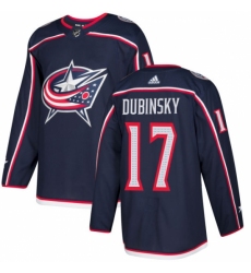 Men's Adidas Columbus Blue Jackets #17 Brandon Dubinsky Authentic Navy Blue Home NHL Jersey