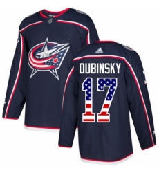 Men's Adidas Columbus Blue Jackets #17 Brandon Dubinsky Authentic Navy Blue USA Flag Fashion NHL Jersey