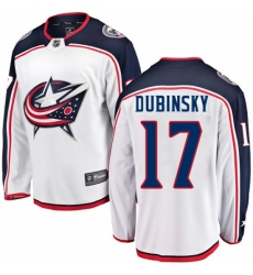 Men's Columbus Blue Jackets #17 Brandon Dubinsky Fanatics Branded White Away Breakaway NHL Jersey