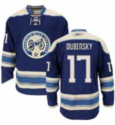 Men's Reebok Columbus Blue Jackets #17 Brandon Dubinsky Authentic Navy Blue Third NHL Jersey