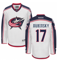 Men's Reebok Columbus Blue Jackets #17 Brandon Dubinsky Authentic White Away NHL Jersey