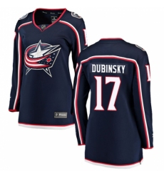 Women's Columbus Blue Jackets #17 Brandon Dubinsky Fanatics Branded Navy Blue Home Breakaway NHL Jersey