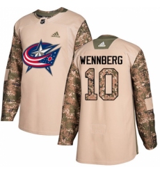 Men's Adidas Columbus Blue Jackets #10 Alexander Wennberg Authentic Camo Veterans Day Practice NHL Jersey