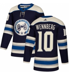 Men's Adidas Columbus Blue Jackets #10 Alexander Wennberg Authentic Navy Blue Alternate NHL Jersey