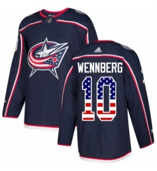 Men's Adidas Columbus Blue Jackets #10 Alexander Wennberg Authentic Navy Blue USA Flag Fashion NHL Jersey
