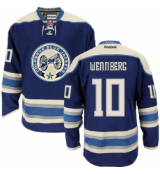 Men's Reebok Columbus Blue Jackets #10 Alexander Wennberg Premier Navy Blue Third NHL Jersey