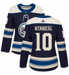 Women's Adidas Columbus Blue Jackets #10 Alexander Wennberg Authentic Navy Blue Alternate NHL Jersey