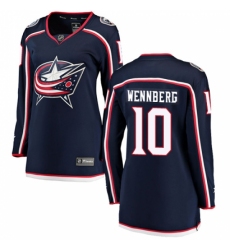 Women's Columbus Blue Jackets #10 Alexander Wennberg Fanatics Branded Navy Blue Home Breakaway NHL Jersey