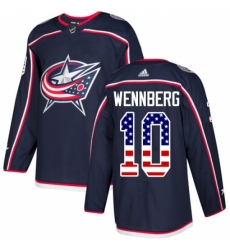 Youth Adidas Columbus Blue Jackets #10 Alexander Wennberg Authentic Navy Blue USA Flag Fashion NHL Jersey