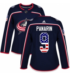 Women's Adidas Columbus Blue Jackets #9 Artemi Panarin Authentic Navy Blue USA Flag Fashion NHL Jersey