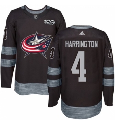 Men's Adidas Columbus Blue Jackets #4 Scott Harrington Authentic Black 1917-2017 100th Anniversary NHL Jersey