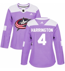 Women's Adidas Columbus Blue Jackets #4 Scott Harrington Authentic Purple Fights Cancer Practice NHL Jersey Women's Adidas Columbus Blue Jackets #4 Scott Harrington Authentic Purple Fights Cancer Practice NHL Jersey