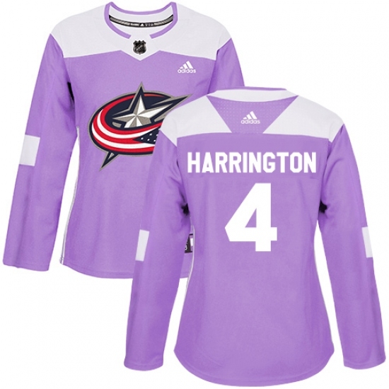 Women's Adidas Columbus Blue Jackets #4 Scott Harrington Authentic Purple Fights Cancer Practice NHL Jersey Women's Adidas Columbus Blue Jackets #4 Scott Harrington Authentic Purple Fights Cancer Practice NHL Jersey
