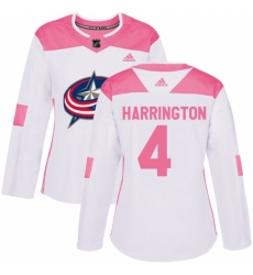 Women's Adidas Columbus Blue Jackets #4 Scott Harrington Authentic White/Pink Fashion NHL Jersey Women's Adidas Columbus Blue Jackets #4 Scott Harrington Authentic White/Pink Fashion NHL Jersey