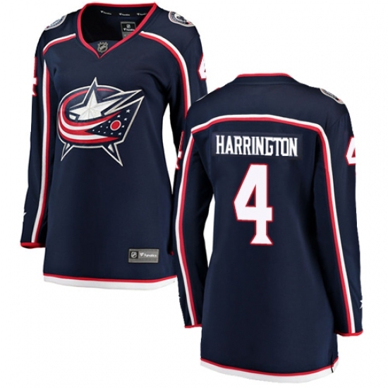 Women's Columbus Blue Jackets #4 Scott Harrington Fanatics Branded Navy Blue Home Breakaway NHL Jersey Women's Columbus Blue Jackets #4 Scott Harrington Fanatics Branded Navy Blue Home Breakaway NHL Jersey