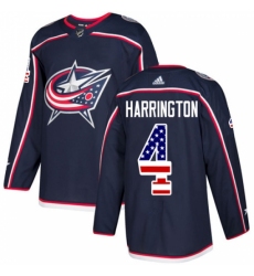 Youth Adidas Columbus Blue Jackets #4 Scott Harrington Authentic Navy Blue USA Flag Fashion NHL Jersey
