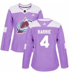 Women's Adidas Colorado Avalanche #4 Tyson Barrie Authentic Purple Fights Cancer Practice NHL Jersey