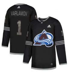 Men's Adidas Colorado Avalanche #1 Semyon Varlamov Black Authentic Classic Stitched NHL Jersey