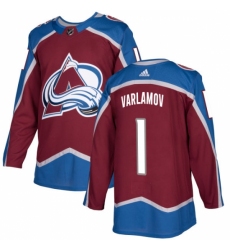 Men's Adidas Colorado Avalanche #1 Semyon Varlamov Premier Burgundy Red Home NHL Jersey