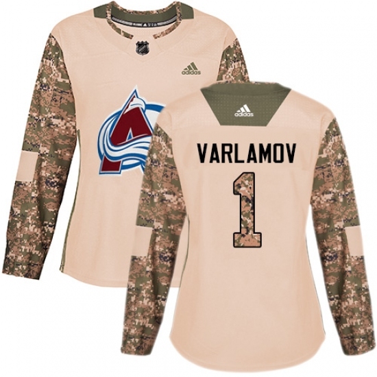 Women's Adidas Colorado Avalanche #1 Semyon Varlamov Authentic Camo Veterans Day Practice NHL Jersey Women's Adidas Colorado Avalanche #1 Semyon Varlamov Authentic Camo Veterans Day Practice NHL Jersey