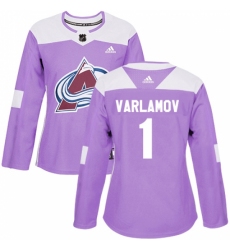Women's Adidas Colorado Avalanche #1 Semyon Varlamov Authentic Purple Fights Cancer Practice NHL Jersey Women's Adidas Colorado Avalanche #1 Semyon Varlamov Authentic Purple Fights Cancer Practice NHL Jersey
