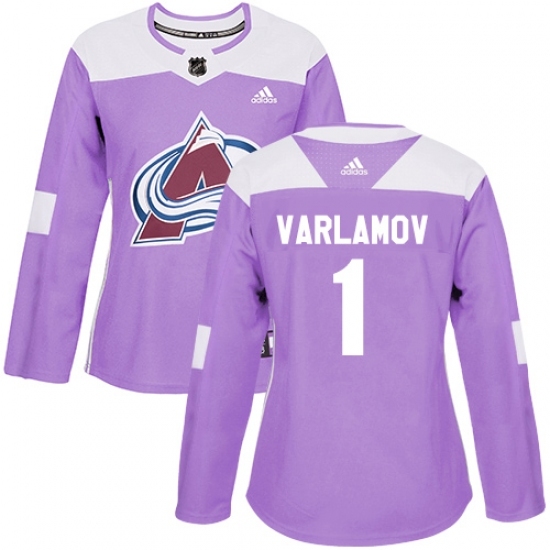 Women's Adidas Colorado Avalanche #1 Semyon Varlamov Authentic Purple Fights Cancer Practice NHL Jersey Women's Adidas Colorado Avalanche #1 Semyon Varlamov Authentic Purple Fights Cancer Practice NHL Jersey