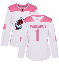 Women's Adidas Colorado Avalanche #1 Semyon Varlamov Authentic White/Pink Fashion NHL Jersey Women's Adidas Colorado Avalanche #1 Semyon Varlamov Authentic White/Pink Fashion NHL Jersey