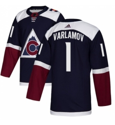 Youth Adidas Colorado Avalanche #1 Semyon Varlamov Authentic Navy Blue Alternate NHL Jersey