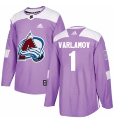 Youth Adidas Colorado Avalanche #1 Semyon Varlamov Authentic Purple Fights Cancer Practice NHL Jersey