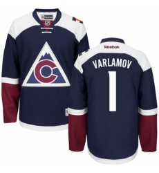 Youth Reebok Colorado Avalanche #1 Semyon Varlamov Premier Blue Third NHL Jersey