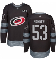 Men's Adidas Carolina Hurricanes #53 Jeff Skinner Authentic Black 1917-2017 100th Anniversary NHL Jersey Men's Adidas Carolina Hurricanes #53 Jeff Skinner Authentic Black 1917-2017 100th Anniversary NHL Jersey
