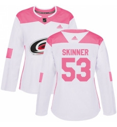 Women's Adidas Carolina Hurricanes #53 Jeff Skinner Authentic White/Pink Fashion NHL Jersey