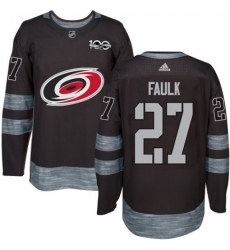 Men's Adidas Carolina Hurricanes #27 Justin Faulk Authentic Black 1917-2017 100th Anniversary NHL Jersey Men's Adidas Carolina Hurricanes #27 Justin Faulk Authentic Black 1917-2017 100th Anniversary NHL Jersey