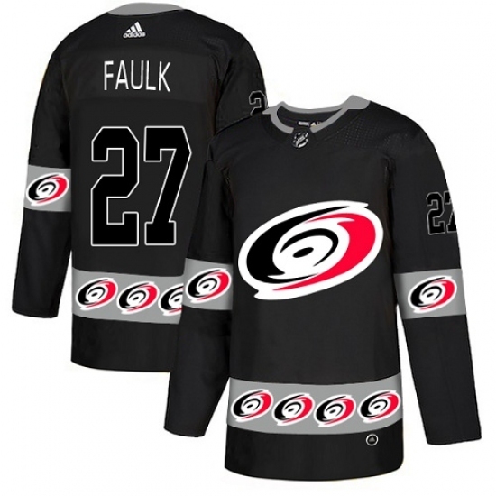 Men's Adidas Carolina Hurricanes #27 Justin Faulk Authentic Black Team Logo Fashion NHL Jersey Men's Adidas Carolina Hurricanes #27 Justin Faulk Authentic Black Team Logo Fashion NHL Jersey