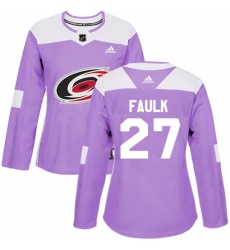 Women's Adidas Carolina Hurricanes #27 Justin Faulk Authentic Purple Fights Cancer Practice NHL Jersey Women's Adidas Carolina Hurricanes #27 Justin Faulk Authentic Purple Fights Cancer Practice NHL Jersey