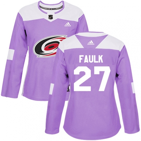 Women's Adidas Carolina Hurricanes #27 Justin Faulk Authentic Purple Fights Cancer Practice NHL Jersey Women's Adidas Carolina Hurricanes #27 Justin Faulk Authentic Purple Fights Cancer Practice NHL Jersey