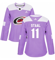 Women's Adidas Carolina Hurricanes #11 Jordan Staal Authentic Purple Fights Cancer Practice NHL Jersey