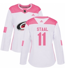 Women's Adidas Carolina Hurricanes #11 Jordan Staal Authentic White/Pink Fashion NHL Jersey
