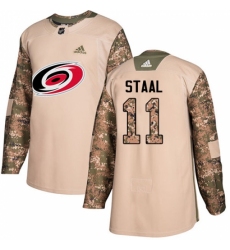 Youth Adidas Carolina Hurricanes #11 Jordan Staal Authentic Camo Veterans Day Practice NHL Jersey