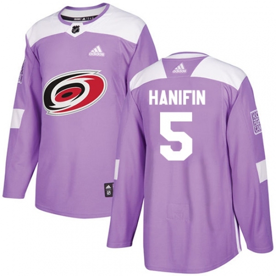 Men's Adidas Carolina Hurricanes #5 Noah Hanifin Authentic Purple Fights Cancer Practice NHL Jersey Men's Adidas Carolina Hurricanes #5 Noah Hanifin Authentic Purple Fights Cancer Practice NHL Jersey